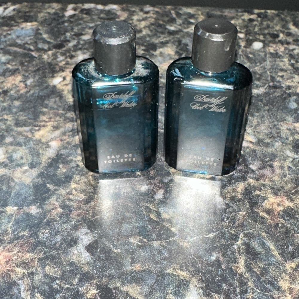 2 COOL WATER Davidoff Eau de Toilette EDT Cologne Mini Size 0.24 Fl OZ 100% &90